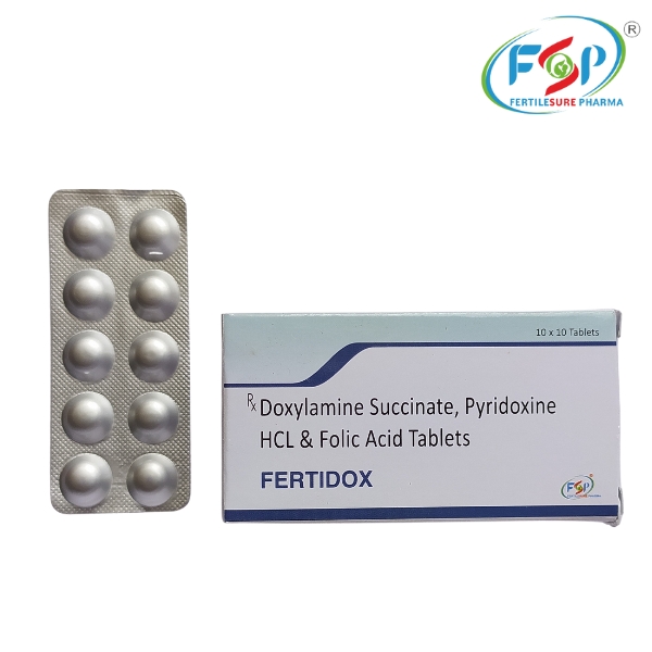 Anti-nausea pregnancy tablet with Doxylamine succinate 10mg, Vitamin B6, and Folic Acid