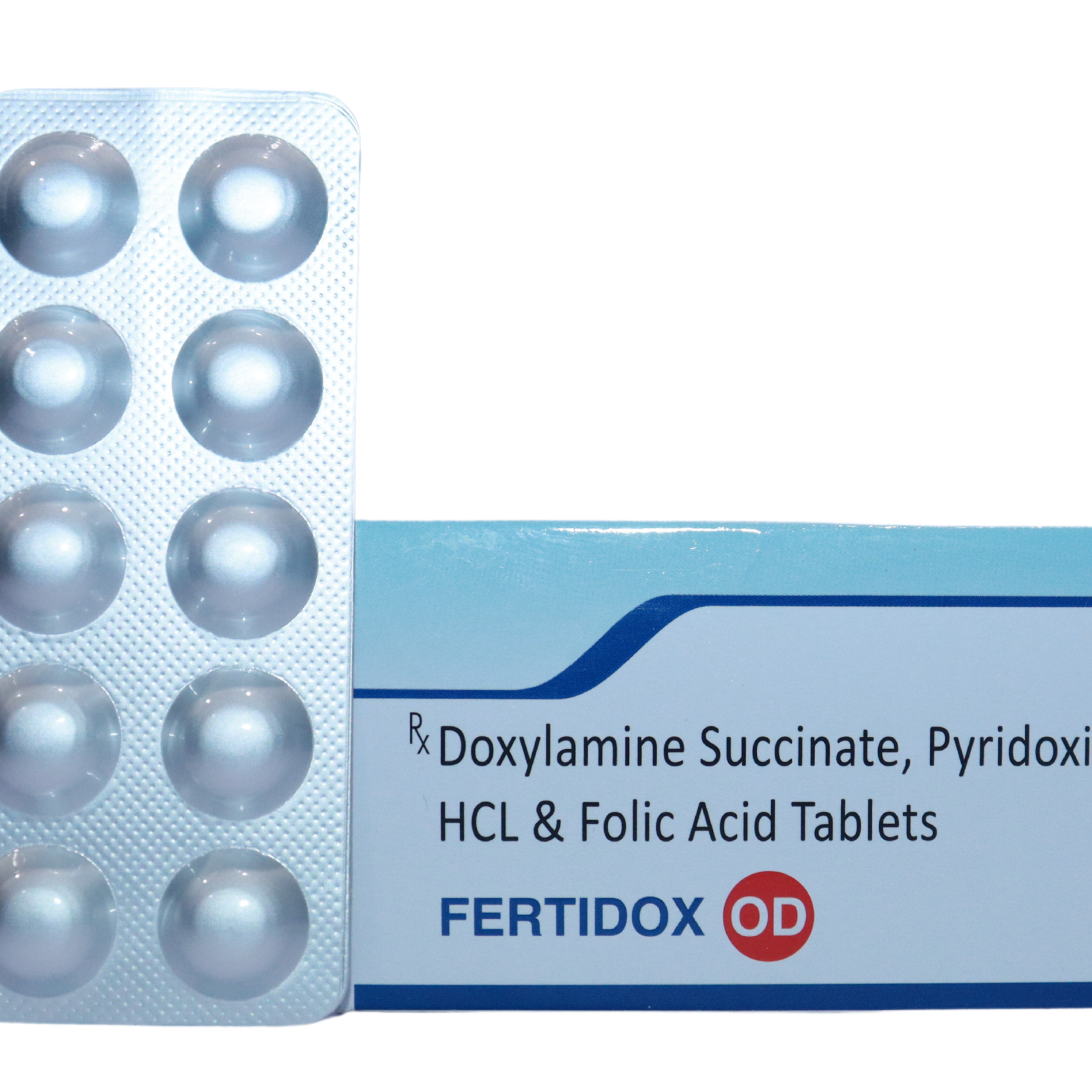 FERTIDOX-OD (Doxylamine succinate 20mg, Pyridoxine hcl 20mg, Folic acid 5mg tablet) Doxylamine 20mg-Pyridoxine-Folic Acid 20mg/20mg/5mg tablet for morning sickness support