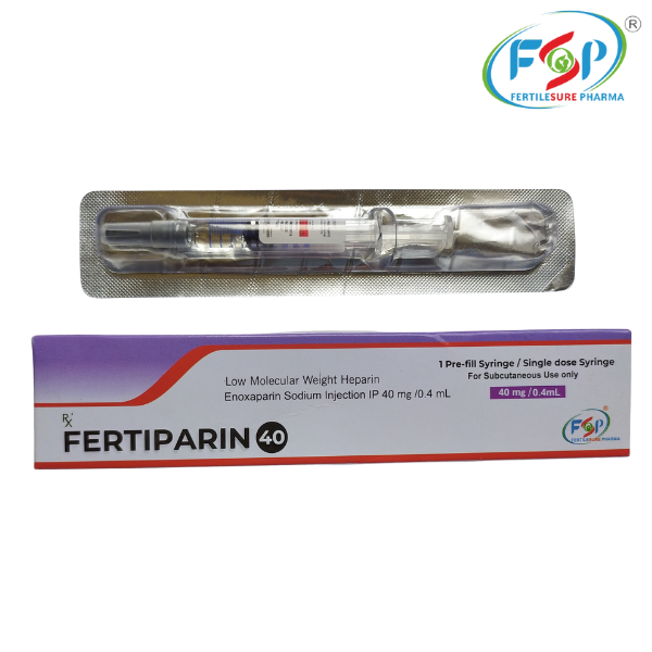 FERTIPARIN PFS 40 (Enoxaparin sodium 40mg/0.4ml) prefilled syringe and box