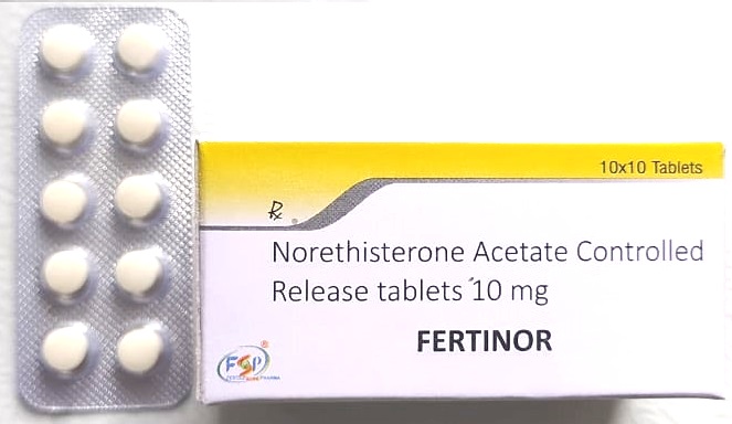 FERTINOR tablet with Norethisterone Acetate 10mg controlled release for hormonal treatment